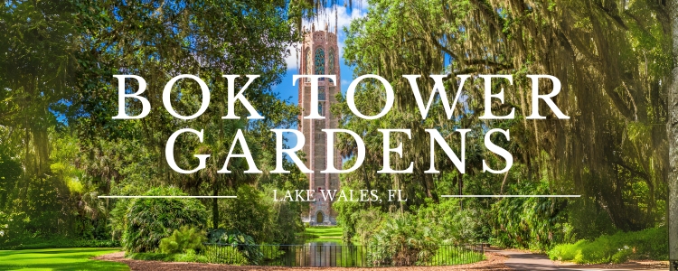 Bok Tower Gardens in Lake Wales, featuring lush gardens, reflective pools, and the iconic Singing Tower